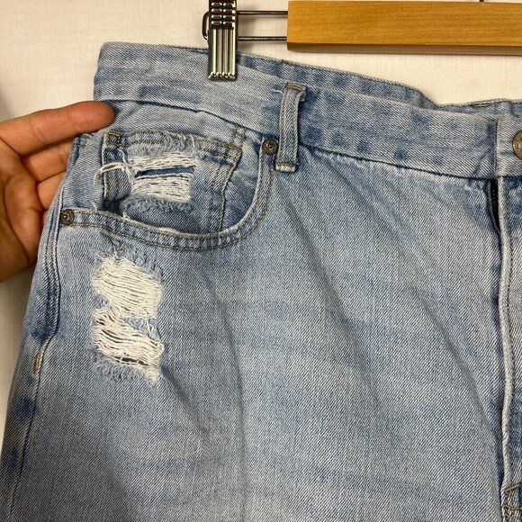 American Eagle Distressed Curvy Mom Jeans Womens 20 38x26 Ankle High Rise Light - Picture 2 of 12